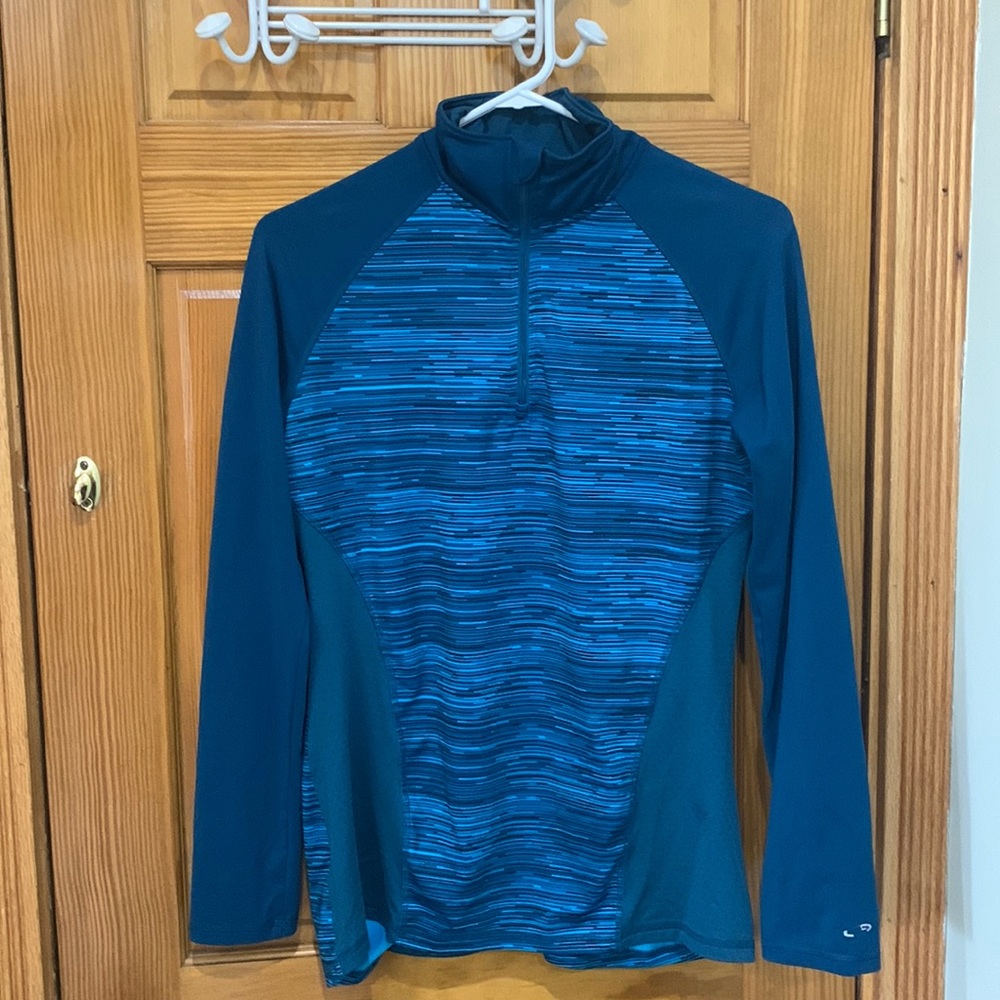 Champion Duo Dry Quarter Zip Turquoise Long Sleeve Running Shirt